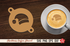 Christmas coffee stencil SVG with festive latte art designs for laser cutting.