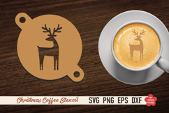 Christmas coffee stencil SVG with festive latte art designs for laser cutting.