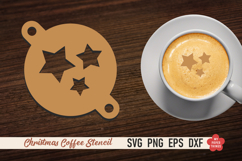 Christmas coffee stencil SVG with festive latte art designs for laser cutting.