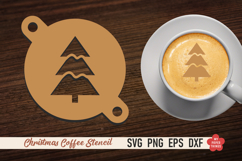 Christmas coffee stencil SVG with festive latte art designs for laser cutting.