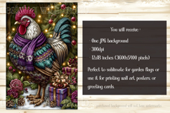 Christmas Garden Flag, Christmas Rooster Garden Flag, d1 Product Image 2
