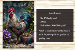 Christmas Garden Flag, Christmas Rooster Garden Flag, d10 Product Image 2