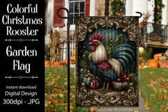 Christmas Garden Flag, Christmas Rooster Garden Flag, d11 Product Image 1