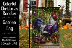 Christmas Garden Flag, Christmas Rooster Garden Flag, d13 Product Image 1