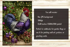 Christmas Garden Flag, Christmas Rooster Garden Flag, d13 Product Image 2