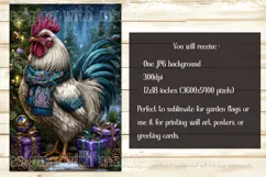 Christmas Garden Flag, Christmas Rooster Garden Flag, d14 Product Image 2