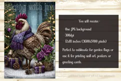 Christmas Garden Flag, Christmas Rooster Garden Flag, d15 Product Image 2