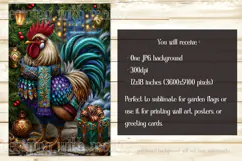Christmas Garden Flag, Christmas Rooster Garden Flag, d16 Product Image 2
