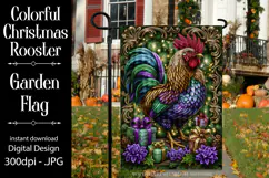 Christmas Garden Flag, Christmas Rooster Garden Flag, d17 Product Image 1