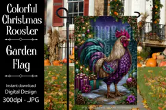 Christmas Garden Flag, Christmas Rooster Garden Flag, d18 Product Image 1