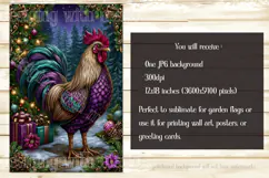Christmas Garden Flag, Christmas Rooster Garden Flag, d18 Product Image 2