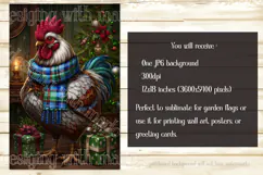 Christmas Garden Flag, Christmas Rooster Garden Flag, d19 Product Image 2