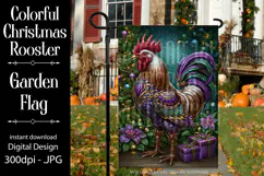 Christmas Garden Flag, Christmas Rooster Garden Flag, d20 Product Image 1