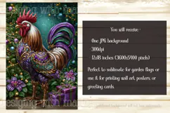 Christmas Garden Flag, Christmas Rooster Garden Flag, d20 Product Image 2