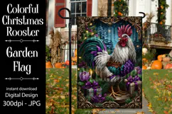 Christmas Garden Flag, Christmas Rooster Garden Flag, d21 Product Image 1