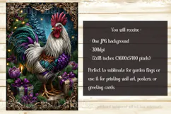 Christmas Garden Flag, Christmas Rooster Garden Flag, d21 Product Image 2