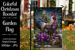 Christmas Garden Flag, Christmas Rooster Garden Flag, d22 Product Image 1