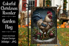 Christmas Garden Flag, Christmas Rooster Garden Flag, d23 Product Image 1