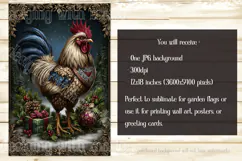 Christmas Garden Flag, Christmas Rooster Garden Flag, d23 Product Image 2