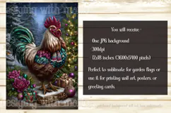 Christmas Garden Flag, Christmas Rooster Garden Flag, d24 Product Image 2