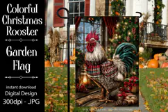 Christmas Garden Flag, Christmas Rooster Garden Flag, d25 Product Image 1
