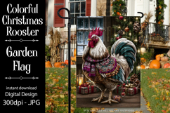 Christmas Garden Flag, Christmas Rooster Garden Flag, d26 Product Image 1
