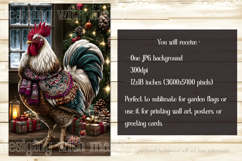 Christmas Garden Flag, Christmas Rooster Garden Flag, d26 Product Image 2