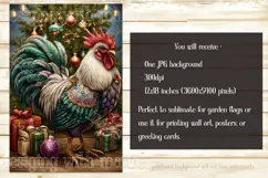 Christmas Garden Flag, Christmas Rooster Garden Flag, d27 Product Image 2