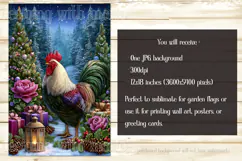 Christmas Garden Flag, Christmas Rooster Garden Flag, d3 Product Image 2