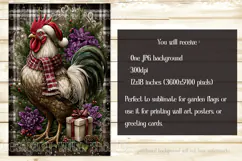 Christmas Garden Flag, Christmas Rooster Garden Flag, d30 Product Image 2