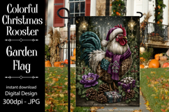 Christmas Garden Flag, Christmas Rooster Garden Flag, d31 Product Image 1