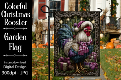 Christmas Garden Flag, Christmas Rooster Garden Flag, d32 Product Image 1