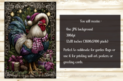 Christmas Garden Flag, Christmas Rooster Garden Flag, d32 Product Image 2