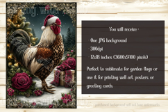 Christmas Garden Flag, Christmas Rooster Garden Flag, d33 Product Image 2