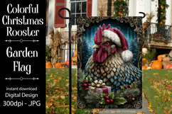 Christmas Garden Flag, Christmas Rooster Garden Flag, d34 Product Image 1
