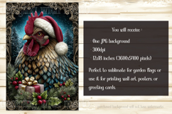 Christmas Garden Flag, Christmas Rooster Garden Flag, d34 Product Image 2