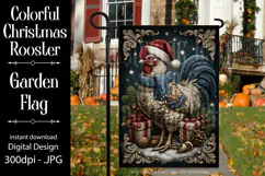 Christmas Garden Flag, Christmas Rooster Garden Flag, d35 Product Image 1