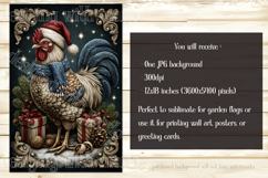 Christmas Garden Flag, Christmas Rooster Garden Flag, d35 Product Image 2