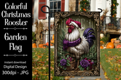 Christmas Garden Flag, Christmas Rooster Garden Flag, d36 Product Image 1