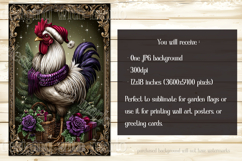 Christmas Garden Flag, Christmas Rooster Garden Flag, d36 Product Image 2
