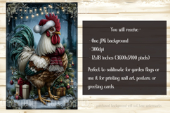 Christmas Garden Flag, Christmas Rooster Garden Flag, d37 Product Image 2