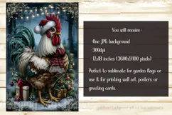 Christmas Garden Flag, Christmas Rooster Garden Flag, d37 Product Image 2