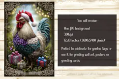 Christmas Garden Flag, Christmas Rooster Garden Flag, d38 Product Image 2