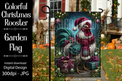 Christmas Garden Flag, Christmas Rooster Garden Flag, d39 Product Image 1