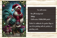 Christmas Garden Flag, Christmas Rooster Garden Flag, d39 Product Image 2