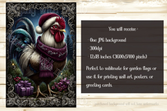 Christmas Garden Flag, Christmas Rooster Garden Flag, d40 Product Image 2