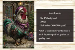 Christmas Garden Flag, Christmas Rooster Garden Flag, d41 Product Image 2