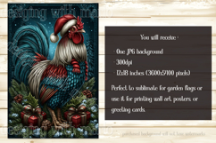 Christmas Garden Flag, Christmas Rooster Garden Flag, d42 Product Image 2