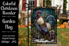 Christmas Garden Flag, Christmas Rooster Garden Flag, d6 Product Image 1
