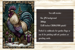 Christmas Garden Flag, Christmas Rooster Garden Flag, d6 Product Image 2